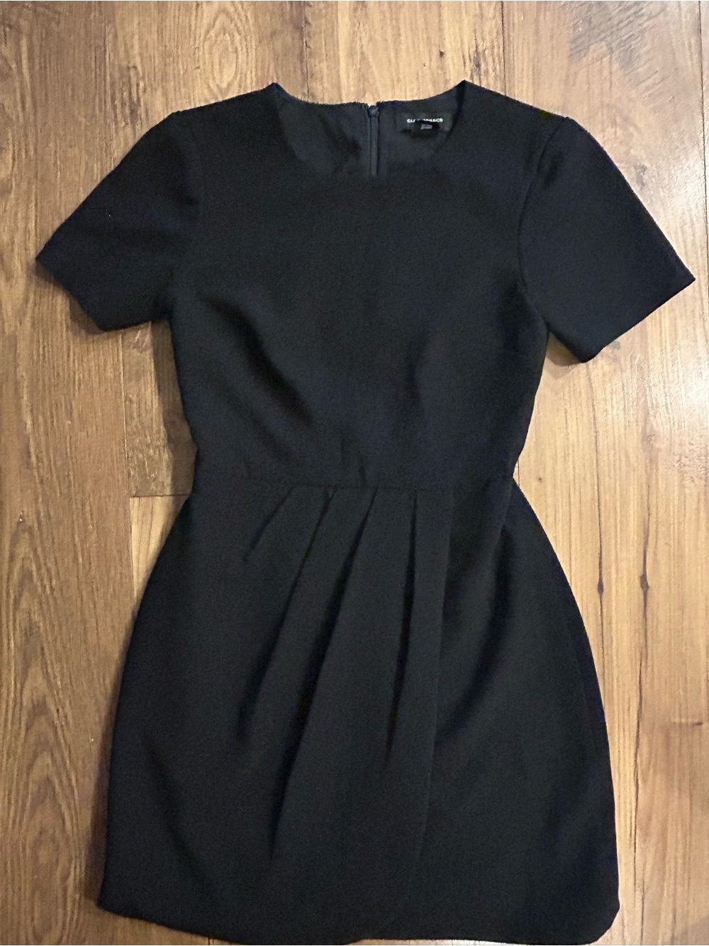 Club Monaco Black Short Sleeve Pleated Mini Dress